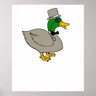 Finare anka med monokel och top hat Duckington Poster