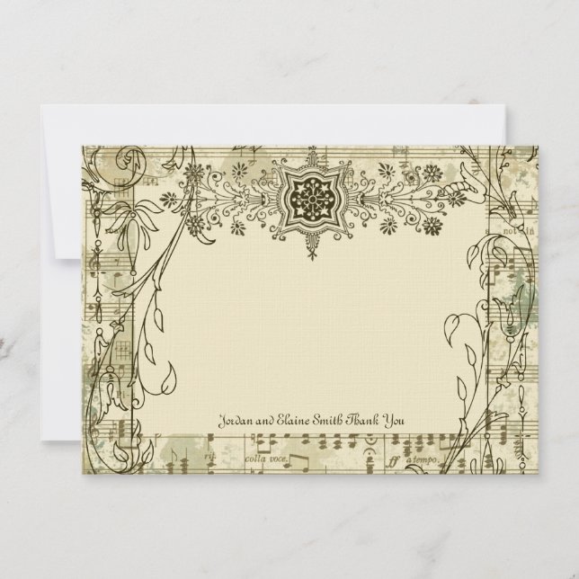 Finare Antique Music Personlig Tackkort Anteckningskort (Framsida)