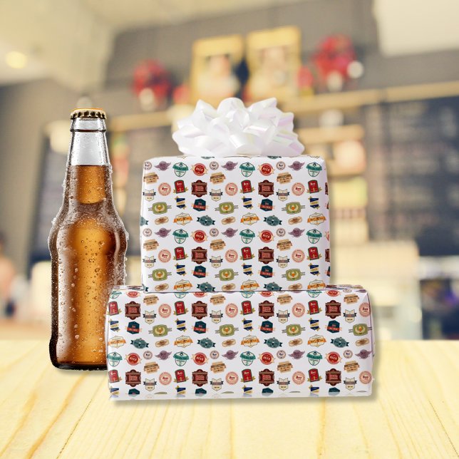 Finare Beer Labels Collage Presentpapper (Skapare uppladdad)