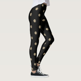 Finare Beige och Black Retro Polka Dot Leggings
