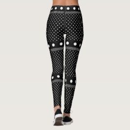 Finare Black and White Gräns Retro Polka Dot Leggings