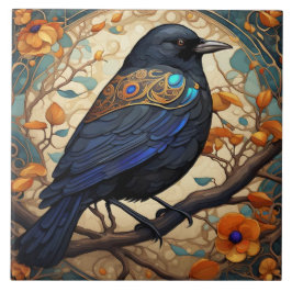 Finare Black Bird i Art nouveau Art Deco stil Kakelplatta