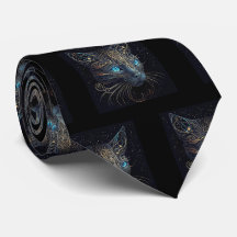 Finare Black Cat Painting Neck Tie