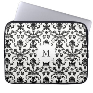 Finare Black Damask Monogram Laptop Fodral