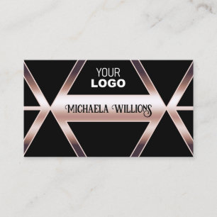 Finare Black Geometric med Chic Ro Guld och Logoty Visitkort
