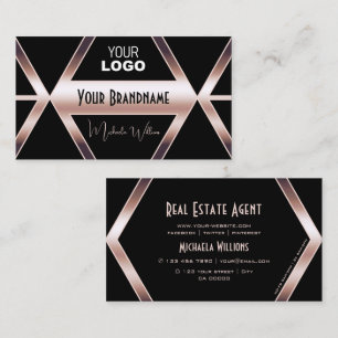 Finare Black Geometric med Coola Ro Guld och Logot Visitkort