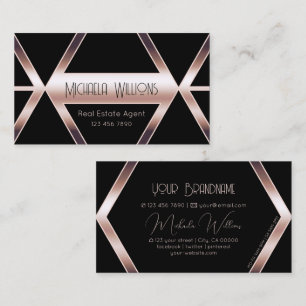Finare Black Geometric Shimmery Ro Guld Classy Visitkort