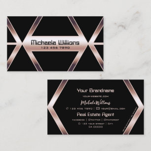 Finare Black Geometric Shimmery Ro Guld Elegant Visitkort