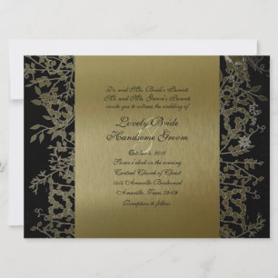 Finare Black Guld Metallic Garden Wedding Inbjudningar