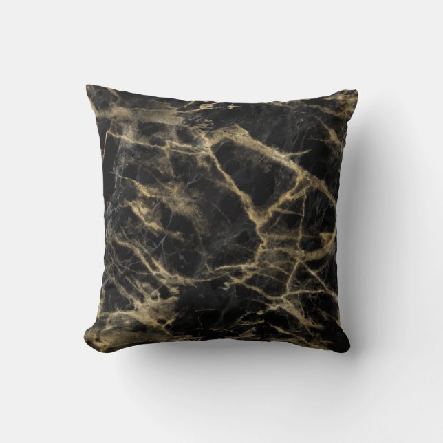 Finare Black och Guld Marble Kudde (Framsida)