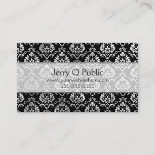 Finare Black Silver Damask Visitkort