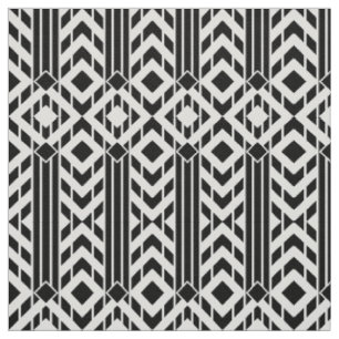 Finare Black & White Chevron Rand Geometric Tyg