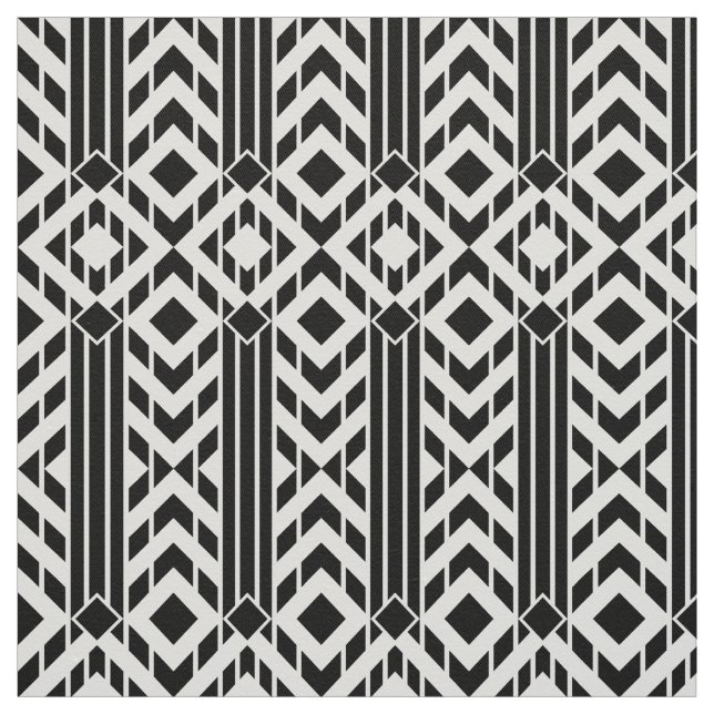 Finare Black & White Chevron Rand Geometric Tyg (Provkarta)