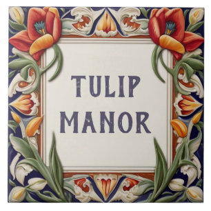 Finare Blommigt Anpassningsbar House Namn Plattsk Kakelplatta