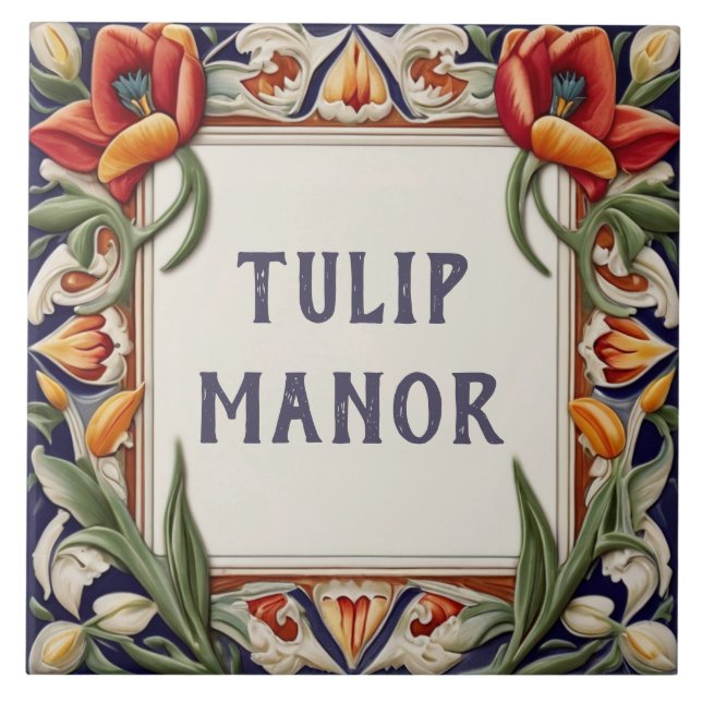 Finare Blommigt Anpassningsbar  House Namn Plattsk Kakelplatta (Framsidan)