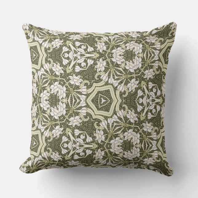 Finare, Blommigt Art Deco Kudde (Framsida)