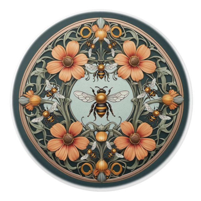 Finare Blommigt Bee-utiful Bee Knopp (Framsidan)