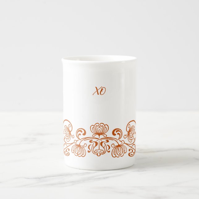 Finare Blommigt Bone China Tea Mugg Benporslin Mugg (Framsidan)
