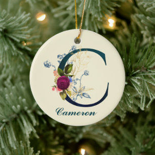 Finare Blommigt Brev "C" Julgransprydnad Keramik