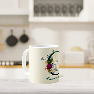 Finare Blommigt Brev "C" Kaffemugg