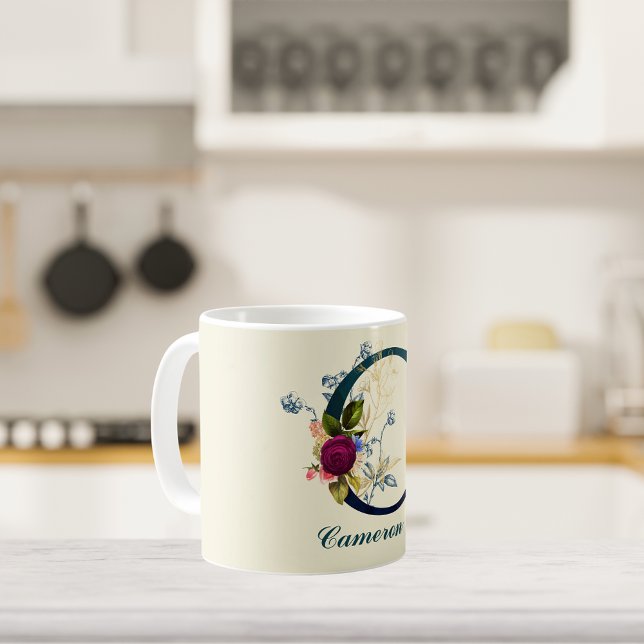 Finare Blommigt Brev "C" Kaffemugg (Skapare uppladdad)