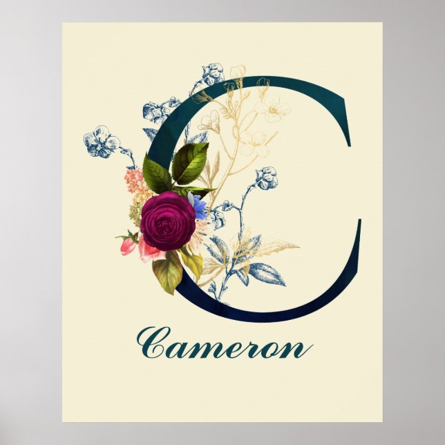 Finare Blommigt Brev "C" Poster (Framsidan)