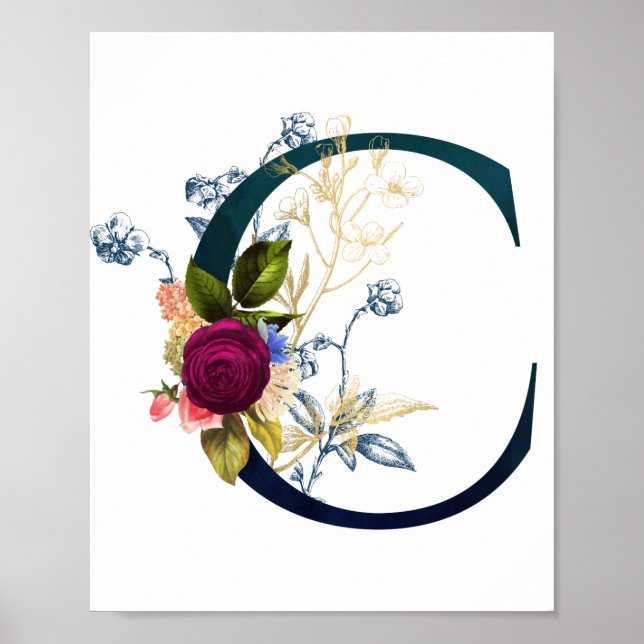 Finare Blommigt Brev "C" Poster (Framsidan)