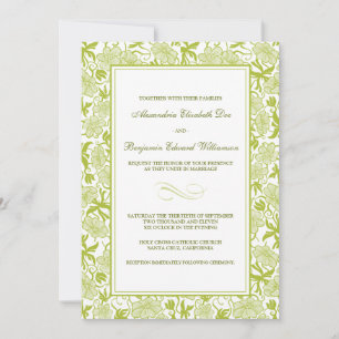 Finare Blommigt Lime Green Wedding bjudande Inbjudningar