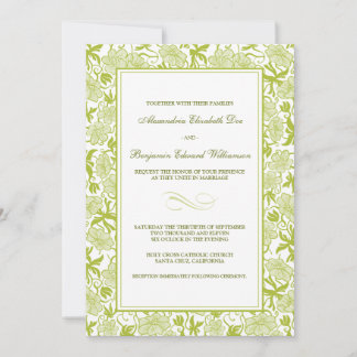 Finare Blommigt Lime Green Wedding bjudande Inbjudningar