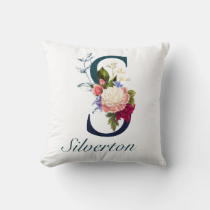 Finare Blommigt, marinflottan, Monogram Brev S Kudde