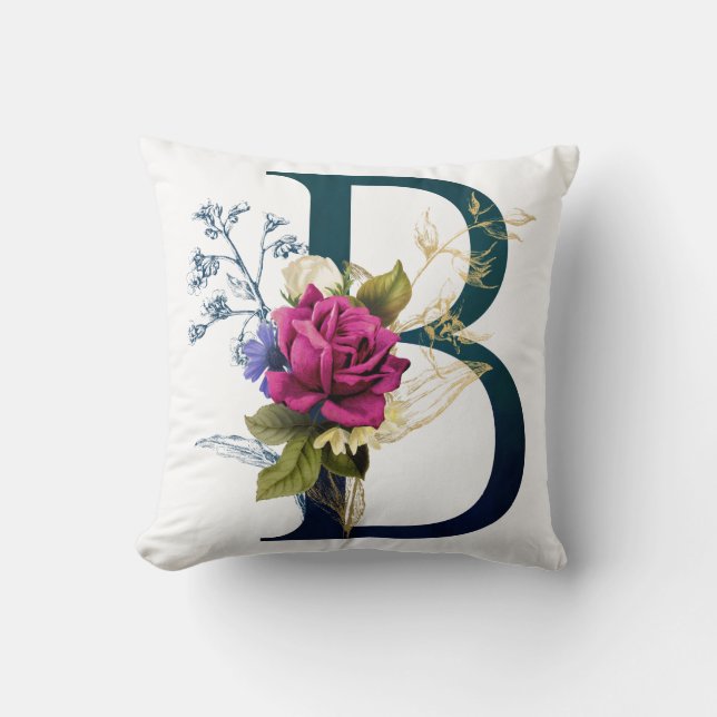 Finare Blommigt Monogram Brev B Kudde (Framsida)