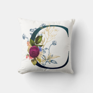 Finare Blommigt Monogram Brev C Kudde