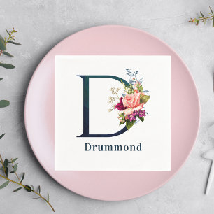 Finare Blommigt Monogram Brev D Personligt bröllp Pappersservett