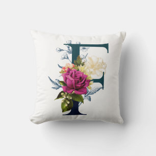 Finare Blommigt Monogram Brev F Kudde