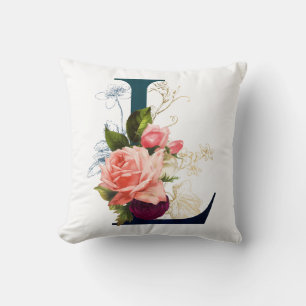 Finare Blommigt Monogram Brev L Kudde