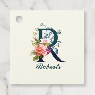 Finare Blommigt Monogram Brev R Gåvor Etiketter