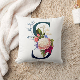 Finare Blommigt Monogram Brev S Kudde
