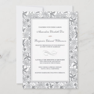 Finare Blommigt Platinum Wedding bjudande Inbjudningar