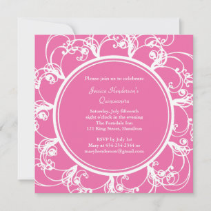 Finare Blommigt Quinceanera Inbjudan (fuchsia)