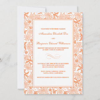 Finare Blommigt Tangerine Wedding bjudning Inbjudningar