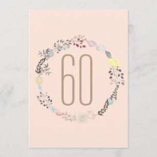 Finare Blommor och diamanter 60:e födelsedagen Inbjudningar