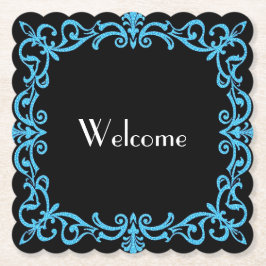 Finare Blue Gräns "Welcome" Papper Underlägg