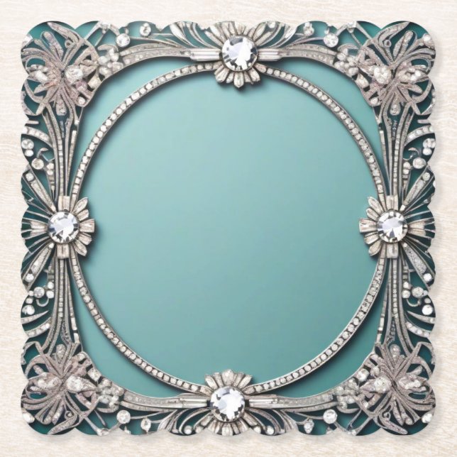 Finare Blue Jeweled Titta Papper Underlägg (Framsida)