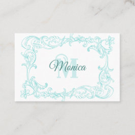 Finare Blue på White Baroque Ram Visitkort