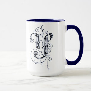 Finare Blue Vintage Monogram "Y" - Mugg