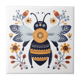 Finare Boho honey Bee Scandinavian Folk Art Kakelplatta