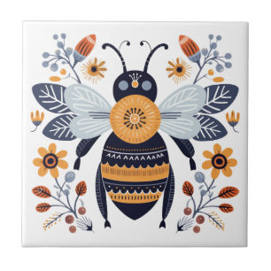 Finare Boho honey Bee Scandinavian Folk Art Kakelplatta