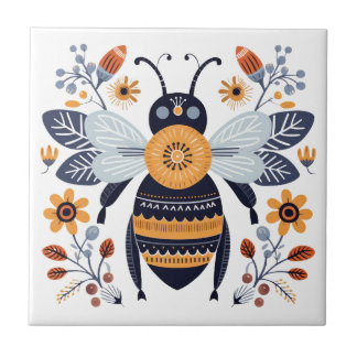 Finare Boho honey Bee Scandinavian Folk Art Kakelplatta