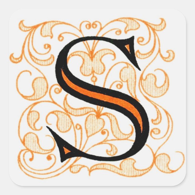 Finare Brev "S" - Sticker Fyrkantigt Klistermärke (Framsida)