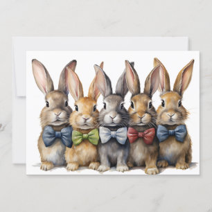 Finare Bunny Bow Tie Watercolor Julkort